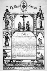 Christlicher Haussegen, mit Abbildung der Weingartener Heilig-Blut-Reliquie